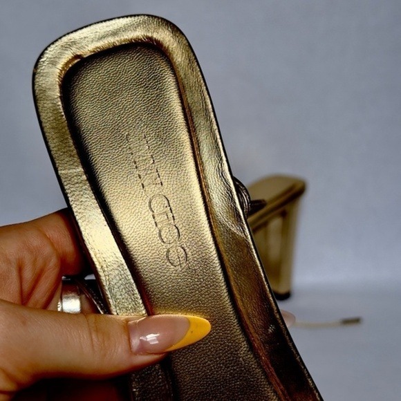 JIMMY‎ CHOO GOLD LEATHER DIOSA 85 SANDAL Size EU39.5 US 8.5 - Picture 5 of 8